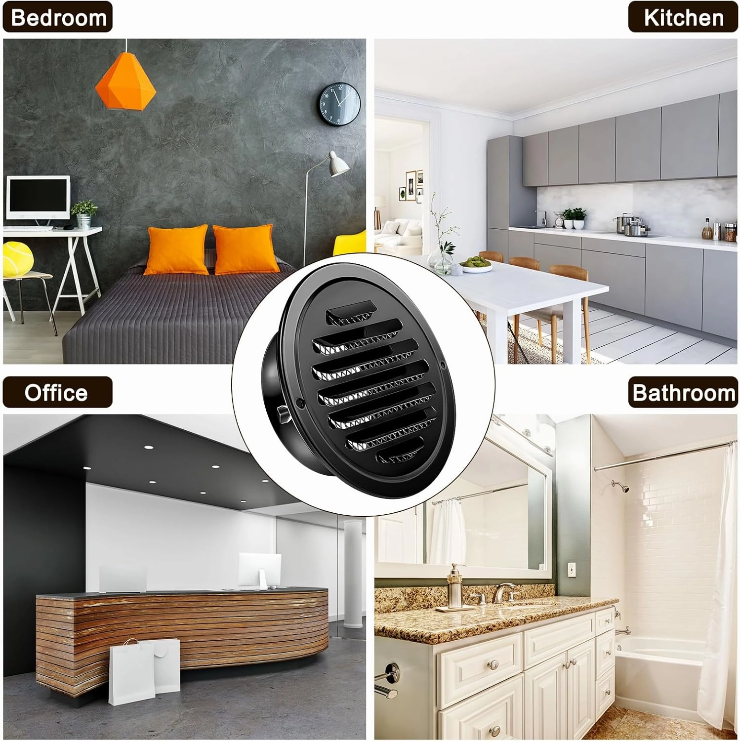 Zonon 18 Pcs Stainless Steel Soffit Vents 4 Inch Round Dryer Vent Cover with Mesh Screen for Home Outdoor Bathroom Wall Ceiling Outside Exterior Exhaust (Black)