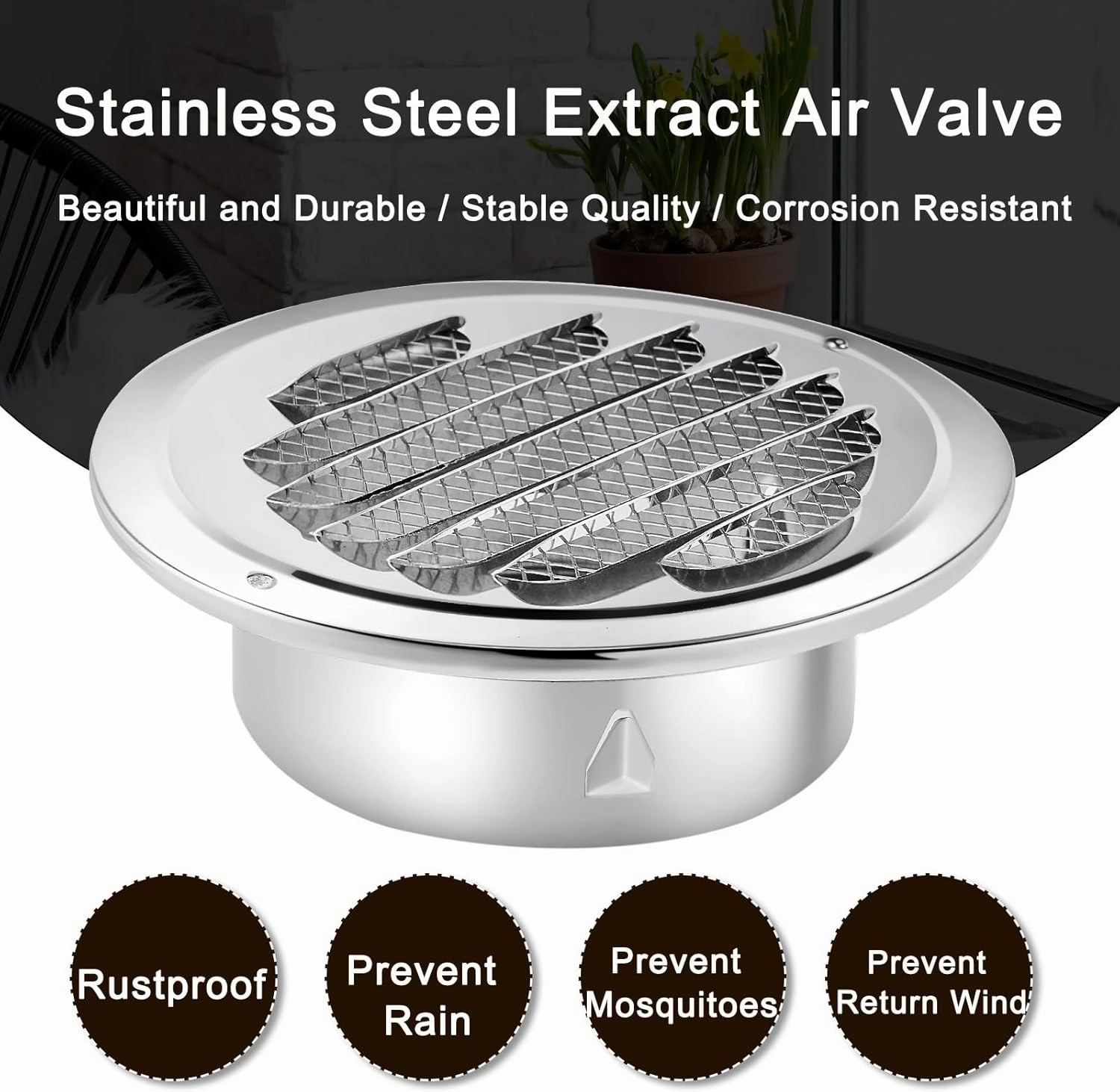 Zonon 24 Pcs Stainless Steel Soffit Vents 4 Inch Round Dryer Vent Cover with Mesh Screen for Home Outdoor Bathroom Wall Ceiling Outside Exterior Exhaust (Silver)