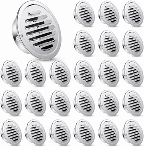 Zonon 24 Pcs Stainless Steel Soffit Vents 4 Inch Round Dryer Vent Cover with Mesh Screen for Home Outdoor Bathroom Wall Ceiling Outside Exterior Exhaust (Silver)