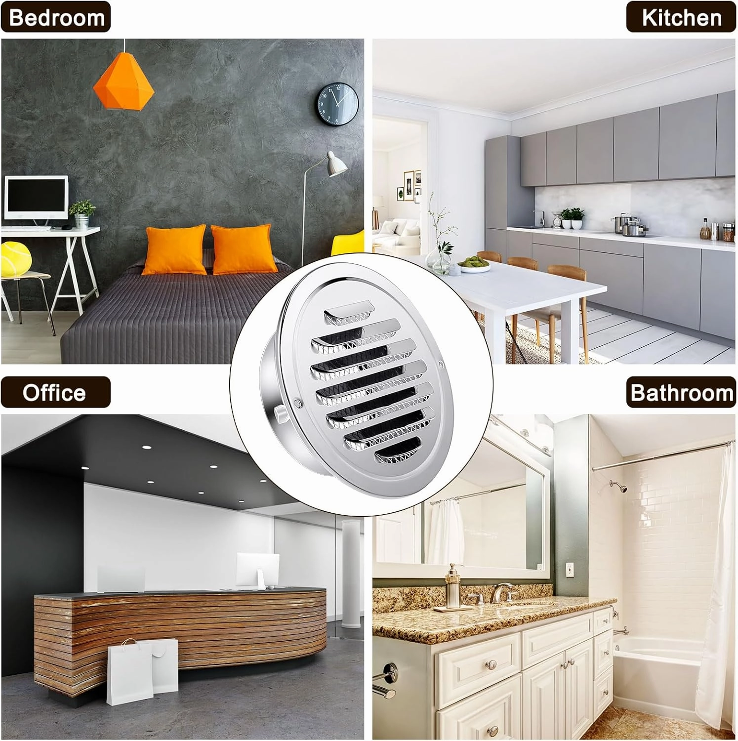 Zonon 24 Pcs Stainless Steel Soffit Vents 4 Inch Round Dryer Vent Cover with Mesh Screen for Home Outdoor Bathroom Wall Ceiling Outside Exterior Exhaust (Silver)