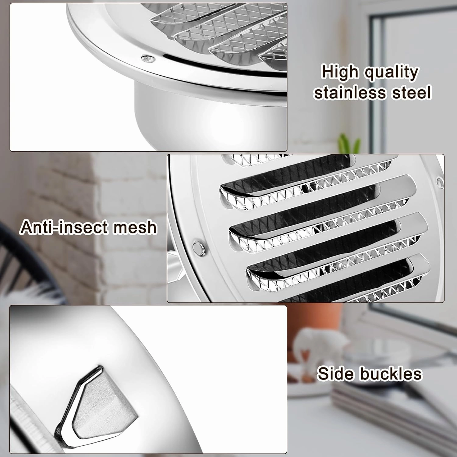 Zonon 24 Pcs Stainless Steel Soffit Vents 4 Inch Round Dryer Vent Cover with Mesh Screen for Home Outdoor Bathroom Wall Ceiling Outside Exterior Exhaust (Silver)