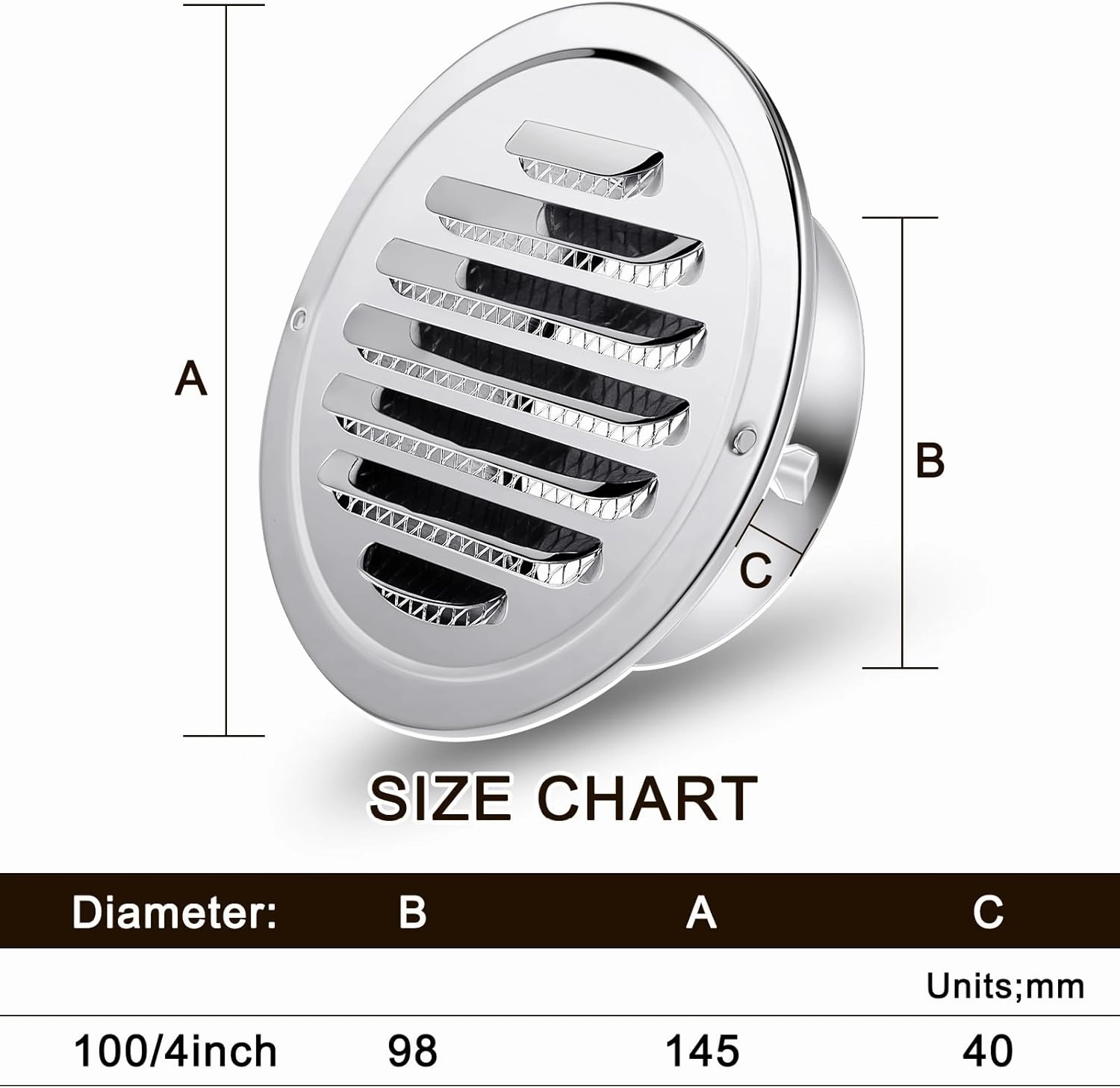 Zonon 24 Pcs Stainless Steel Soffit Vents 4 Inch Round Dryer Vent Cover with Mesh Screen for Home Outdoor Bathroom Wall Ceiling Outside Exterior Exhaust (Silver)
